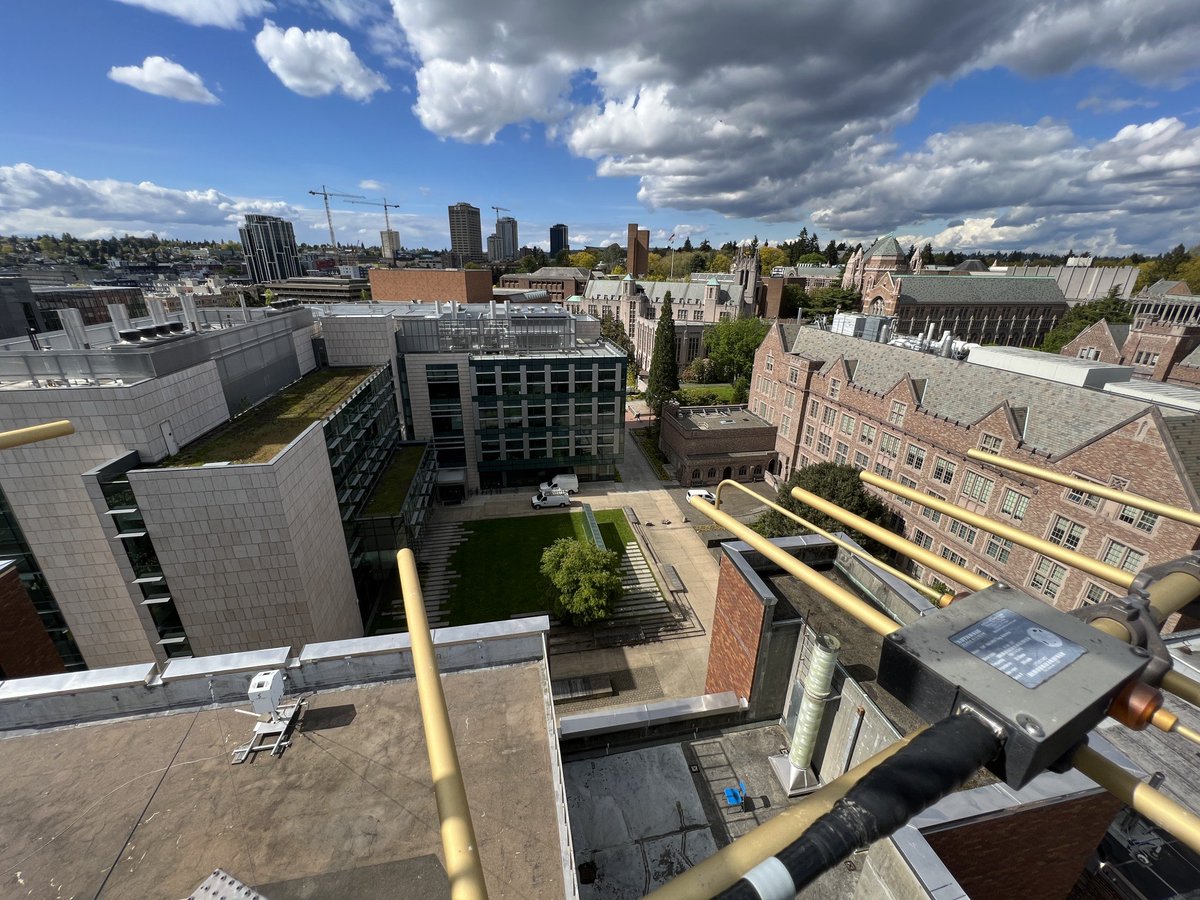 View of the Johnson Hall courtyard from the roof of the Atmospheric Sciences Building at UW.