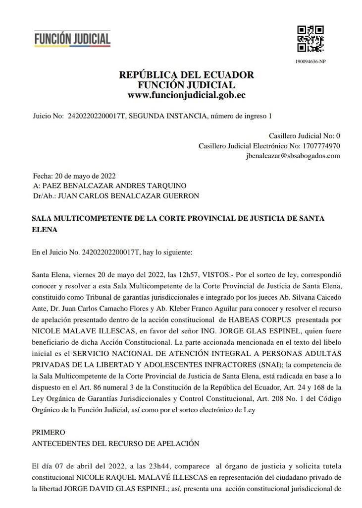 teleamazonasec's tweet photo. #URGENTE La Corte de Justicia de Santa Elena declara la nulidad de todo lo actuado en el habeas corpus de Jorge Glas. 

Dispone la localización, captura y traslado de Glas. Vía @dayannamonroy https://t.co/CHKGCOnuZm