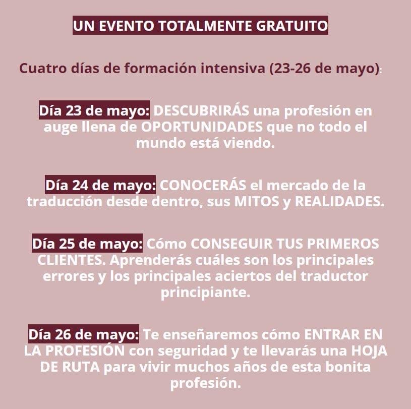 La entrada a la SEMANA DE LA TRADUCCIÓN FREELANCE de Traducción Jurídica es totalmente GRATUITA. 📅 Del 23 al 26 de mayo. 📝Registro en el siguiente enlace: bit.ly/Semana_Trad_Fr…