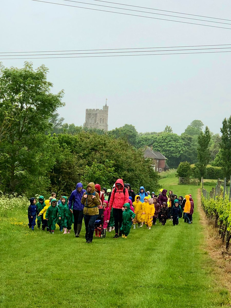Wittersham’s first whole school High Weald Welly Walk this morning. The rain didn’t stop us and every child was a true High Weald Hero 🤩👏@highweald #Countryside