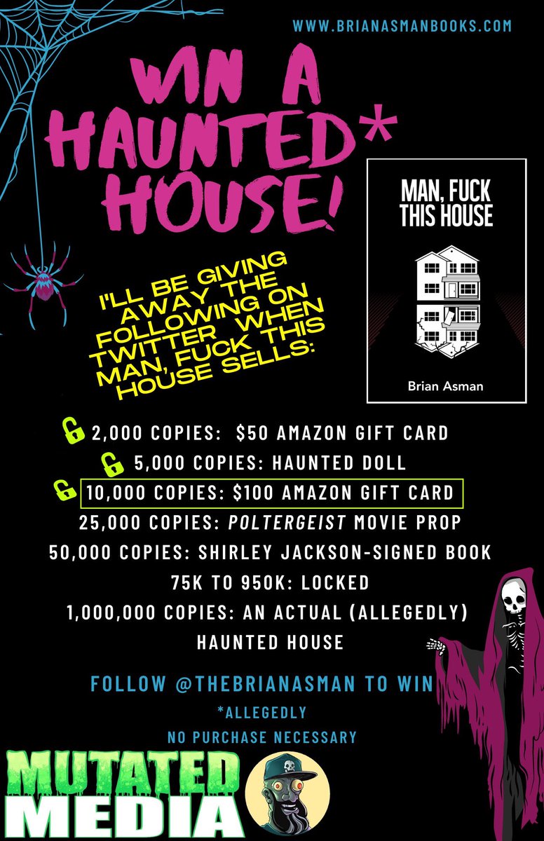 **WEEKEND GIVEAWAY**

The latest goal in my ‘Win a Haunted House’ contest is unlocked! To enter to win a $100 gift card, just like, RT and follow! I’ll select a winner Sunday night.