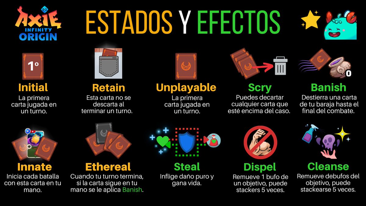 Estados y efectos V.2.0 <a href="/AxieInfinity/">Axie Infinity</a> Origin🚀
-Guía de bolsillo
-Traducida al español (<a href="/AxieInfinity_ES/">Axie Infinity en Español</a>)
-Muy importante estudiarlo 👇
#axieOrigin 🏗️