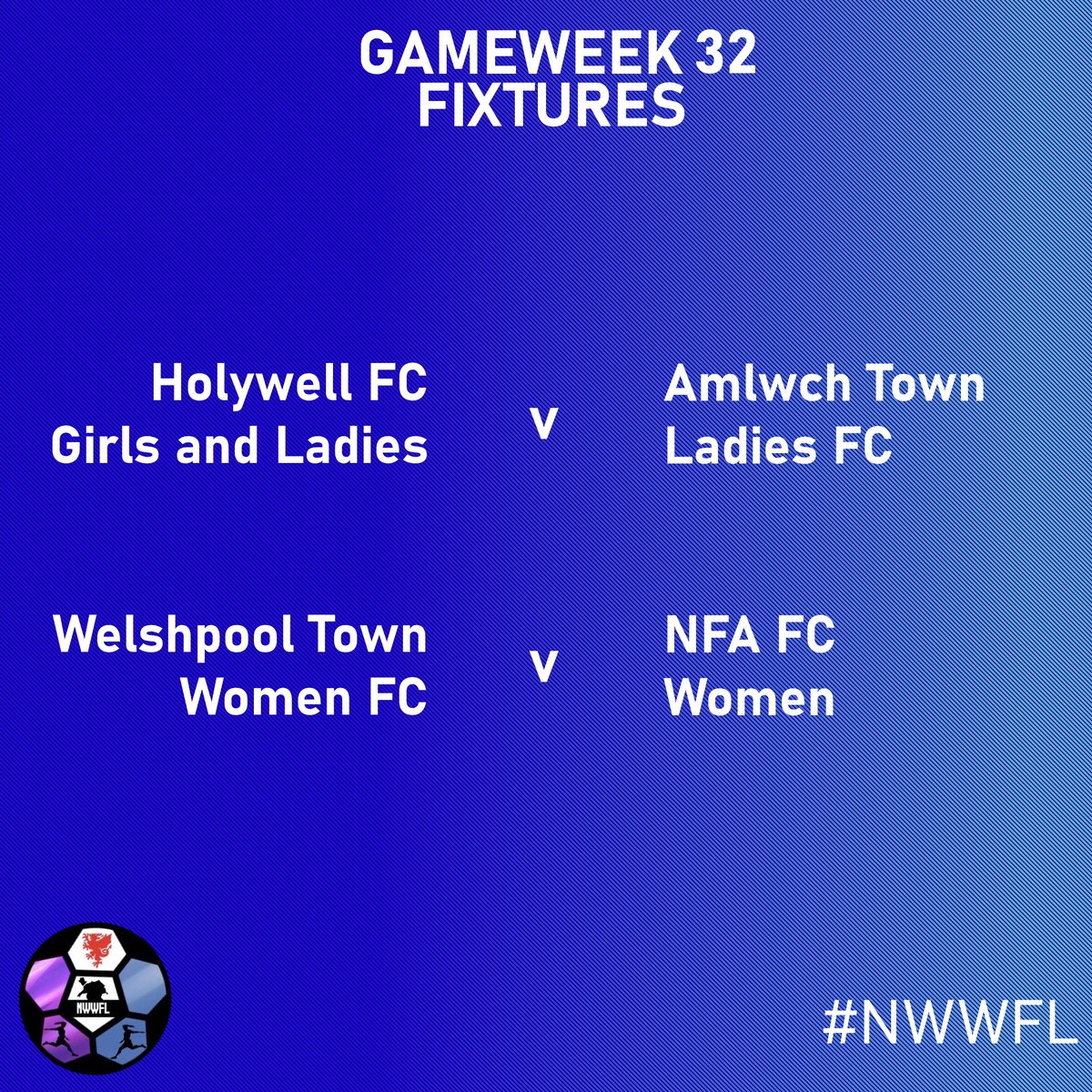 Here are your fixtures for the weekend...

The season is on the verge of coming to a close, as teams reach their final games. Can Welshpool and Holywell finish their respective seasons with a W?

#NWWFL