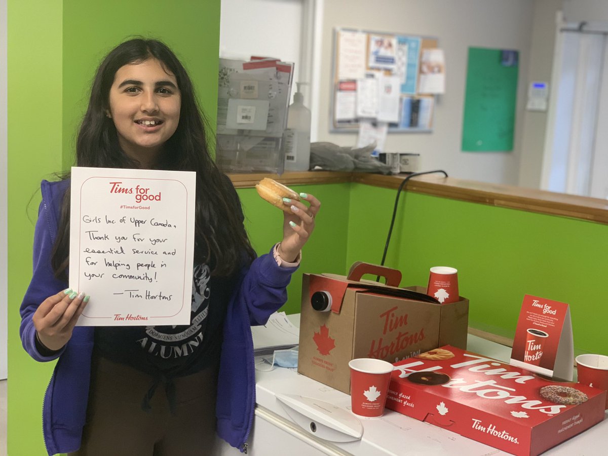 As we were busy packing monthly grocery orders for girls, Scott from <a href="/TimHortons/">Tim Hortons</a> appeared with goodies for our team to say thanks for our work in the community 🍩☕️
#TimsforGood