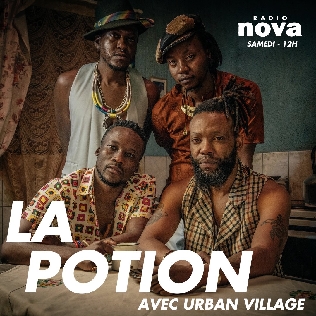 Radio Nova (@laradionova) on Twitter photo Cette semaine, La Potion met le cap sur l'Afrique du Sud en compagnie du quartet <a href="/UrbanVillageFam/">Urban Village Music</a> (<a href="/NOFORMATrecords/">NØ FØRMAT!</a> ) qui, depuis Soweto, porte la voix de ses ancêtres zulu, xhosa ou sotho à la faveur d’une folk très habitée.
Rendez-vous demain, à 12 h sur Nova ! 🔮 Cette semaine, La Potion met le cap sur l'Afrique du Sud en compagnie du quartet <a href="/UrbanVillageFam/">Urban Village Music</a> (<a href="/NOFORMATrecords/">NØ FØRMAT!</a> ) qui, depuis Soweto, porte la voix de ses ancêtres zulu, xhosa ou sotho à la faveur d’une folk très habitée.
Rendez-vous demain, à 12 h sur Nova ! 🔮