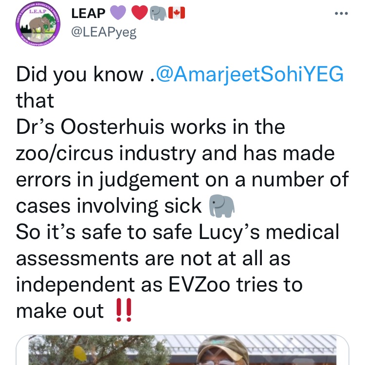 @chba_edmonton @AmarjeetSohiYEG @CityofEdmonton @YEGMayorOffice Edmonton in 1970s tried to get Lucy pregnant taking her to other zoos - EVZ claimed they wanted a natural 🐘herd. They failed in breeding shipped off Samantha 🐘leaving lucy. To avoid legal requirements to house 🐘in a habitat with own species the lies began as EVIDENCE proves.