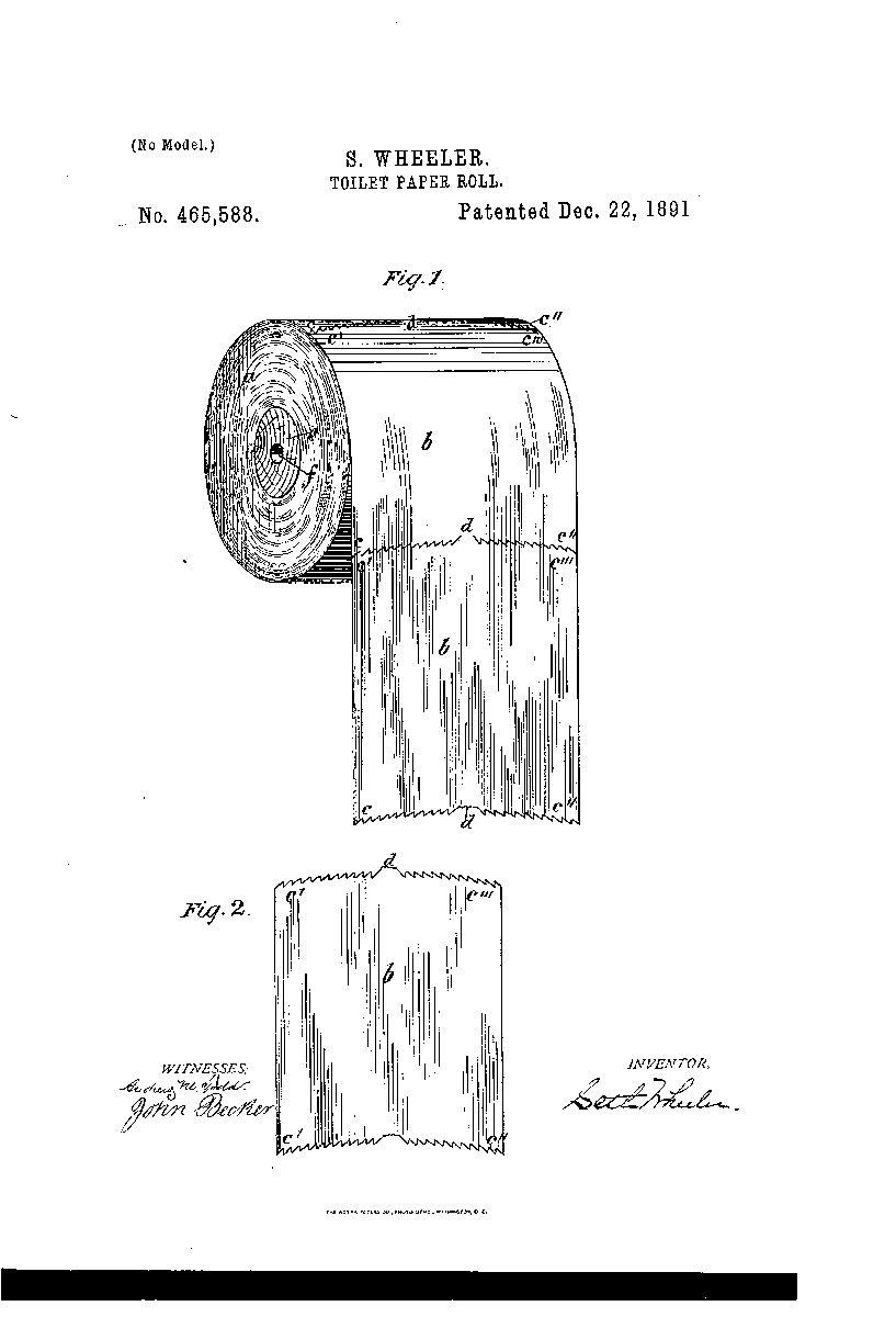 historydefined's tweet photo. The original patent from 1891 for a toilet paper roll actually shows the correct rolling direction. https://t.co/MlB4d1UQNT
