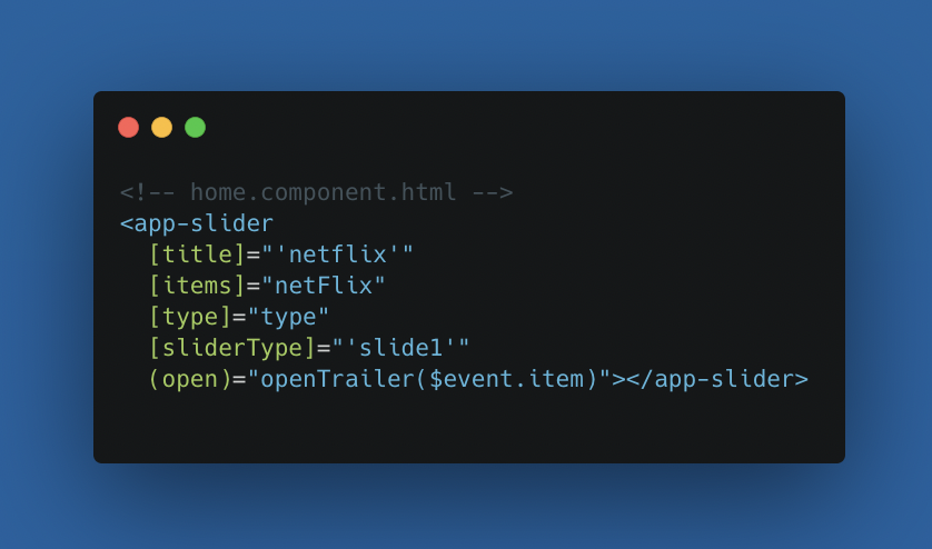 StreamingLists's tweet photo. using angular I can make each slider a #component and inject the title, the array of items, the type of items, and a unique slider name.

#html #components https://t.co/YWXiSQPpfu