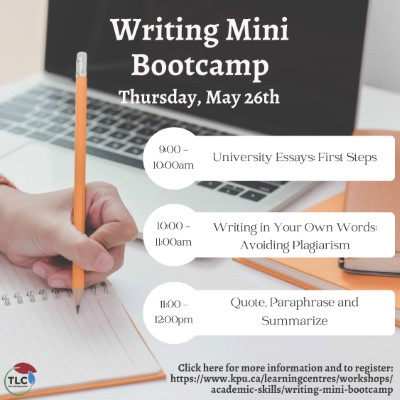 Let’s get into shape for the summer – Writing Bootcamp!
To learn more, visit - The Learning Centre
