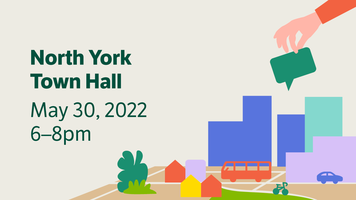 CityPlanTO's tweet photo. Join us for our virtual North York Town Hall on May 30 at 6 p.m. Learn about the draft policies and overall direction of the Official Plan, including principles for a successful and inclusive city. 🗓️Register: https://t.co/VPfbtGj0Rs #OurPlanTO @cityoftoronto #GetInvolvedTO https://t.co/KGonUbSMml