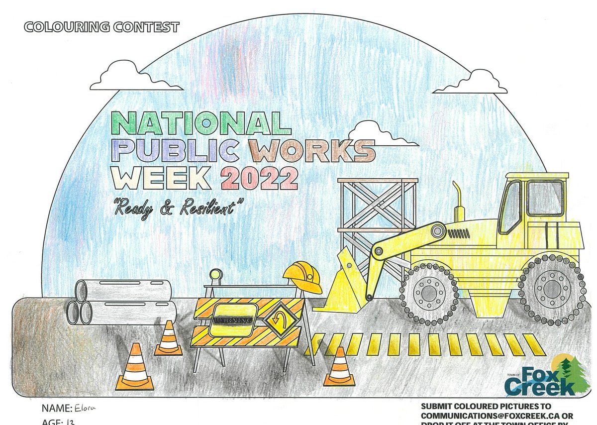 Congratulations to all the kids who put in colouring pages for Public Works Week. You're all WINNERS!

#foxcreek #PublicWorksWeek