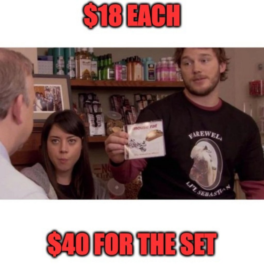 MouseRatMusic's tweet photo. April's version of a BOGO vs. our version of a BOGO
We gotta hand it to her, she's a business wizard. Shop now, this sale ends at 10PM CST tonight!

https://t.co/ndndGvTA80 https://t.co/X2Us5vnzVG