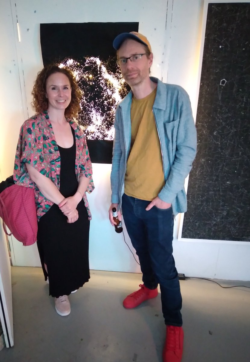 Wonderful evening seeing <a href="/Semiconducting/">Semiconductor</a> new exhibits @ArtspacePhoenix open house! Wonderful piece behind me and Joe showing stars in our galaxy, individually pin pricked!