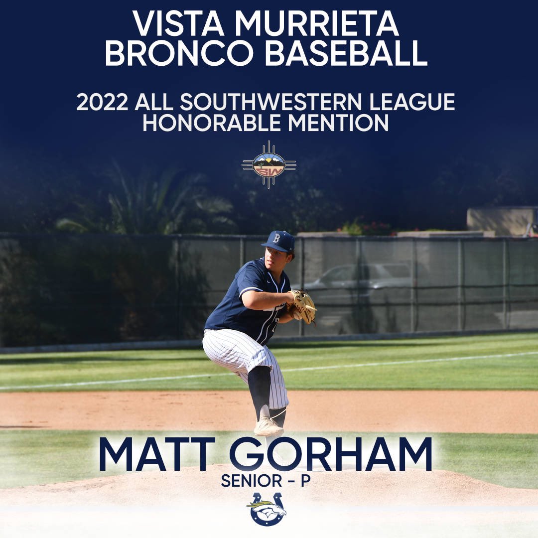 vmhsbaseball26's tweet photo. Pitcher Matt Gorham is our next Honorable Mention - All Southwestern League winner!!! Matt worked hard all off season and become our Tuesday starter… On the season he made 13 appearances and was 4-0 with an ERA of 1.86.  Congratulations Matty G!!! https://t.co/3Dyucnf2AO