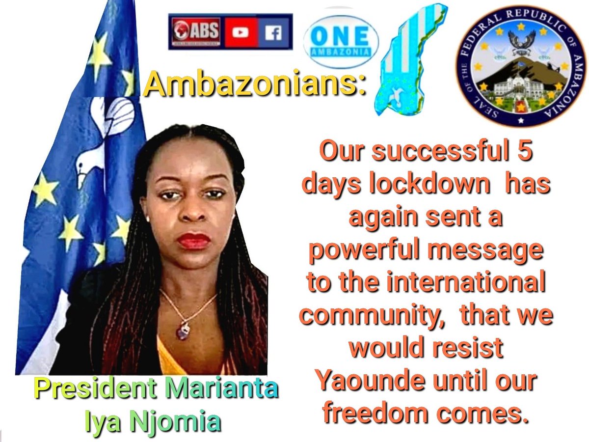 Thank you to our patriotic ARF, civilians on Ground Zero, Refugees in Nigeria, my fellow dedicated Ambazonians in the diaspora for collectively ensuring a very successful 5 Days lockdown with prayers &amp; fasting. Ambazonia must be free! #GenocideOfAmbazonians #RTP #AmbaLivesMatter