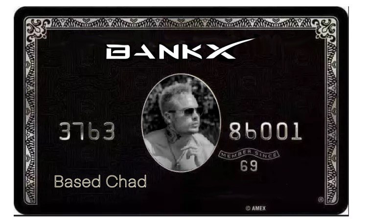 Bankof_X's tweet photo. @hey_paulallen @hc_trades @crypto_bitlord7 we'd like to offer you a custom $BANKX card sir. You can spend money at a much faster rate with this bad boy https://t.co/0V6OlBM16p