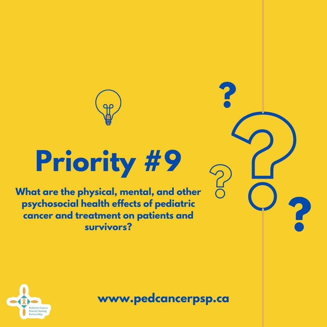 PedCancerPSP's tweet photo. This project was started because we wanted to prioritize the unanswered research questions. It helped us uplift the voices of patients, caregivers, survivors and clinicians in the world of childhood cancer research. Here is the reveal for priority #9. #childhoodcancer 🇨🇦🎗 https://t.co/St9ZY9980j
