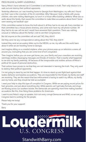 MizDonna69's tweet photo. #releasethetapes
#gapol
#standwithbarry
Good for @RepLoudermilk for taking a stand.
The J6 committee is out of control. https://t.co/ldq2ppvjoW