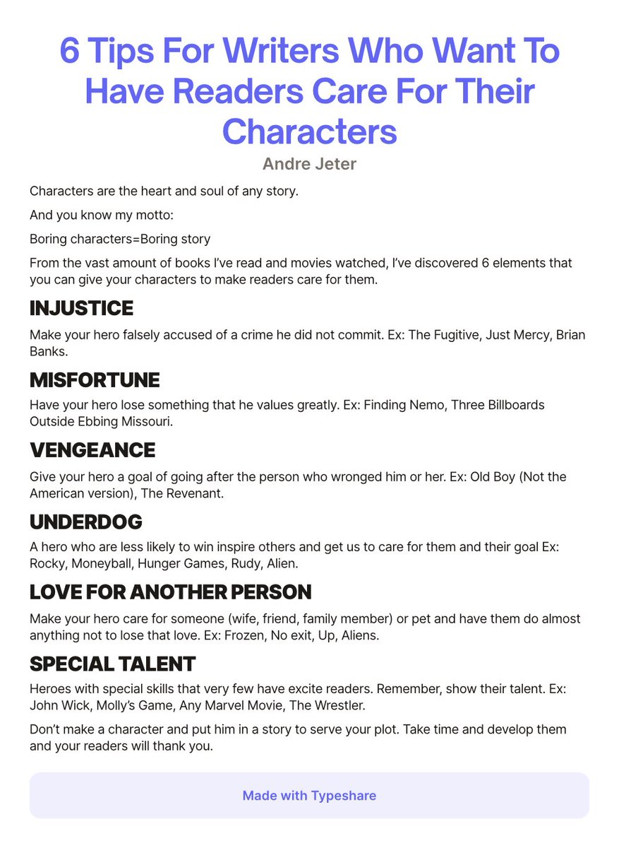 andrejamesjeter's tweet photo. You want readers to care about your character but you don't know how to do it? You're in luck my friend. https://t.co/uKz5uktfo2