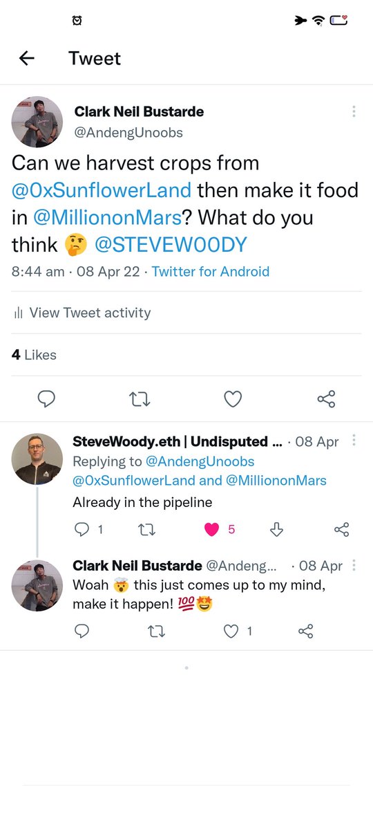 AndengUnoobs's tweet photo. @STEVEW00DY @0xSunflowerLand @MilliononMars It's going to happen! Let's gooooo!!! 🚀🌻 https://t.co/CxOqyksY82