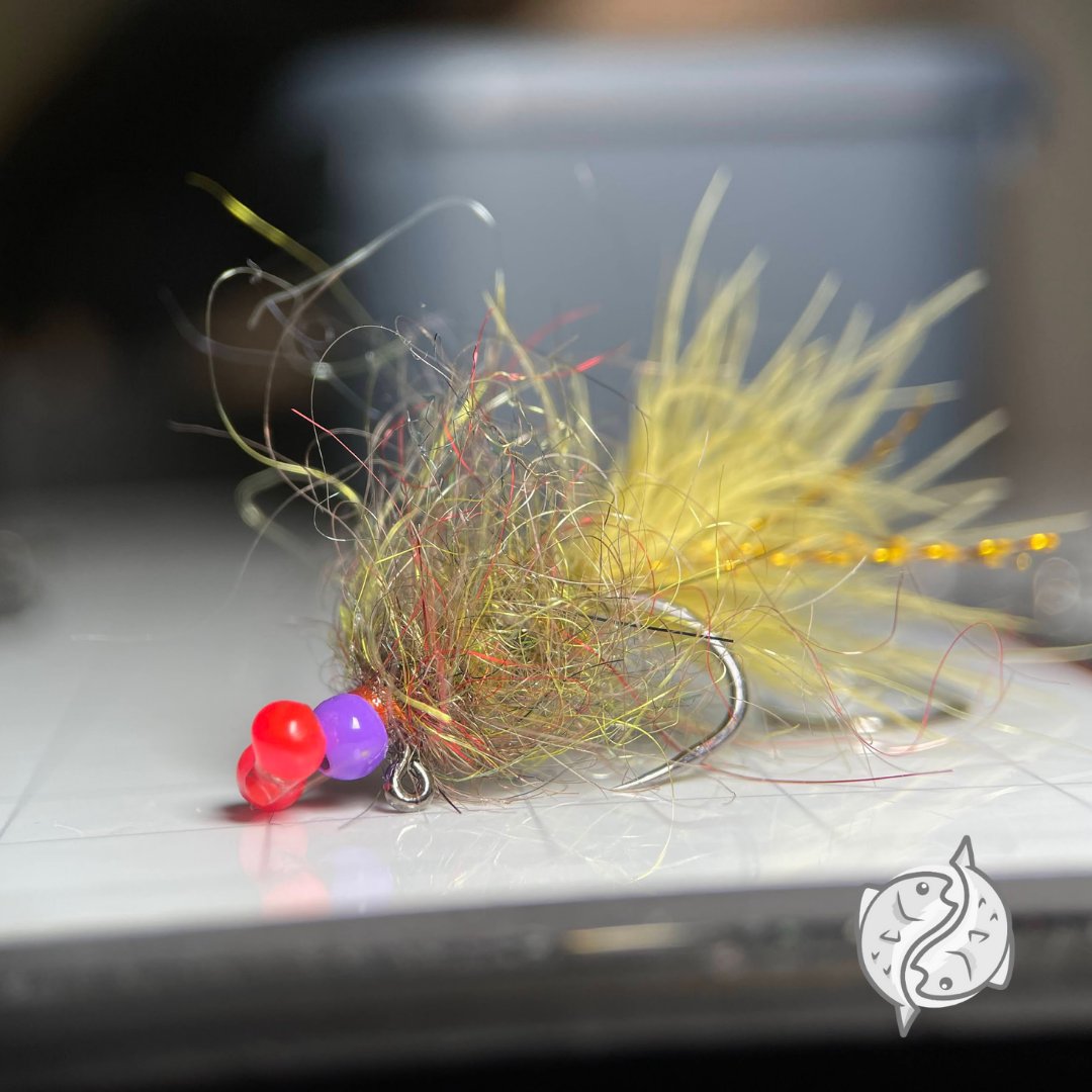 klinkndink's tweet photo. Damsel 2.0 #fireholesticks 551 size 12, tying pin, Mono eyes, #gulffflyfishing Fl. Red resin, 3.5mm #hareline Fl Purple bead, #semperfli Rust thread 12/0, #harelinedubbin Strung Marabou damsel olive, #arizonadiamonddub Simi Seal dub DW Brown https://t.co/85PqJ4Rj47