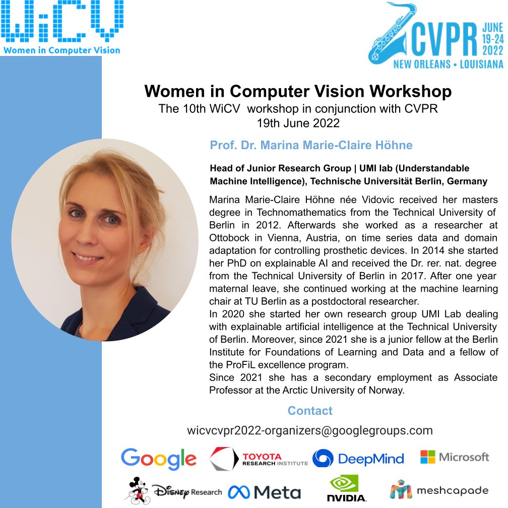 WiCVworkshop's tweet photo. #WiCV2022 workshop @CVPR it is getting closer! We would like to introduce our great Keynote speakers @Marina_MCV , Michal Irani , @tommasi_tatiana , and Angela Yao. https://t.co/WdzYz6S8UV