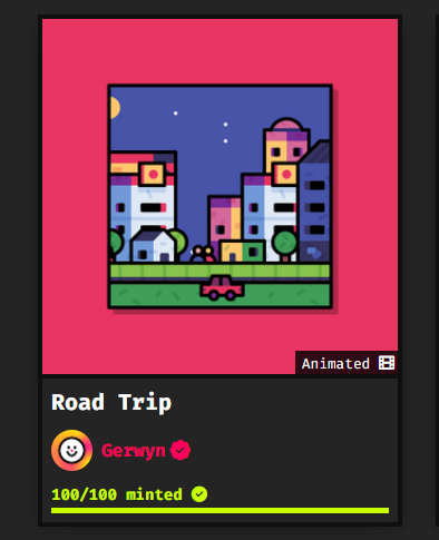 Took some time but Road Trip is finally fully minted. Thanks to everyone who collected, and some extra 💕 to people who minted extra.