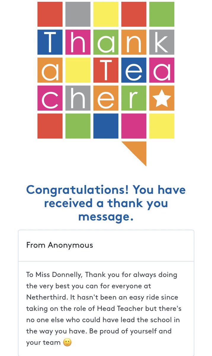netherthirdps's tweet photo. A lovely surprise in my inbox tonight. I am humbled and honoured by such kind words. Thank you to the anonymous person. It is very much appreciated and has sure appeared at the end of a very hectic but rewarding week😊💛💙 #teamnetherthird @EducationScot @UKThankATeacher https://t.co/qCWM5xT4st