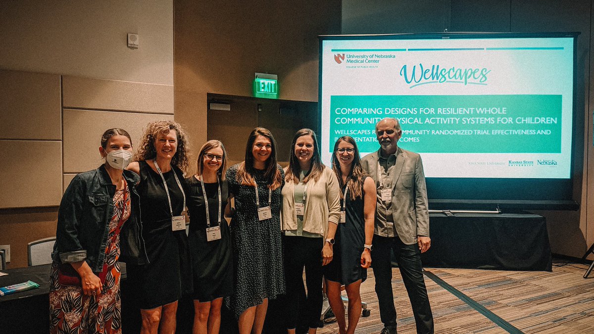 m_schenkelberg's tweet photo. Wellscapes Team reunited at #ISBNPA2022 to present the implementation and effectiveness of our whole community randomized controlled trial! Just missing our stellar doc student who couldn't make it to the conference.🤸🏻‍♀️ @UNOCEHHS @UNMCCOPH https://t.co/d5LbGprPIh