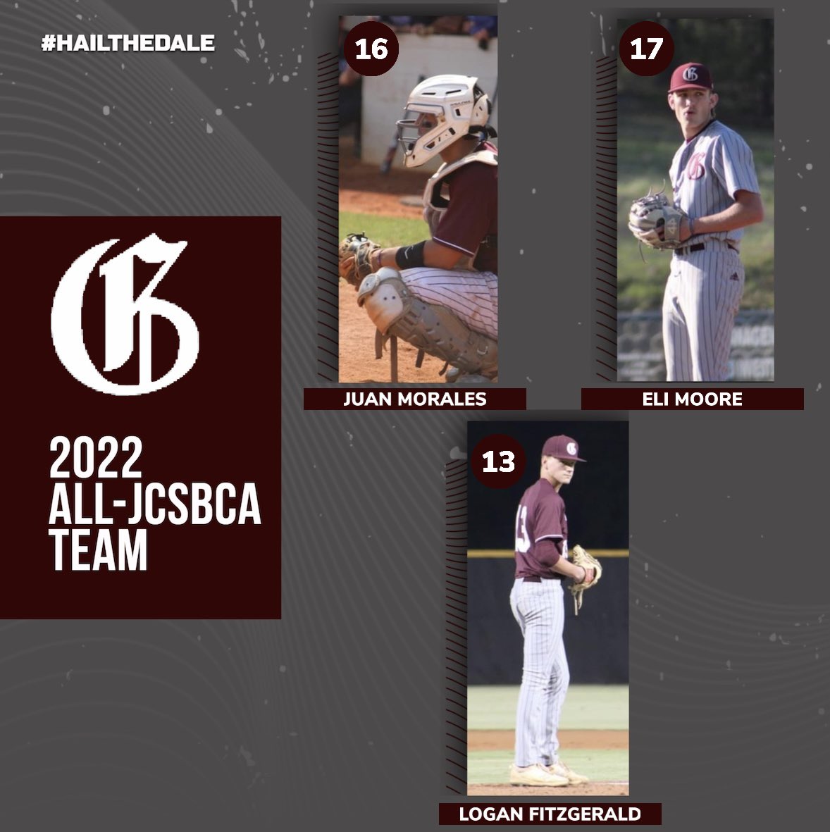 Big congratulations to the Rocket players selected to the Jefferson Count Schools Baseball Coaches Association All-County team! #HailtheDale