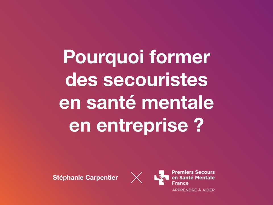 Une solution ? Former des secouristes en santé mentale au sein de son entreprise !

Merci à <a href="/CarpentierDrRH/">Stéphanie CARPENTIER</a> pour cette collaboration.

🔗 linkedin.com/posts/stephani…