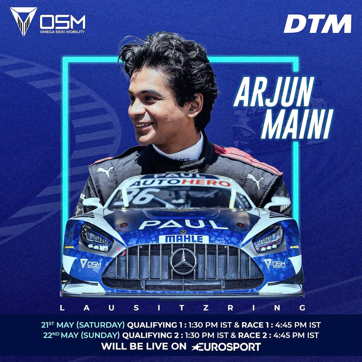 Arjun Maini (@arjunmaini) on Twitter photo For all ๐ฎ๐ณ supporters this weekend you can follow the action both races here from Lausitzring live on <a href="/EurosportIN/">Eurosport India</a> ๐บ Let's push ๐ 
#rocketmaini #arjunmaini #india #mercedesamg #AMG #Mercedes #mercedesgt3amg #hauptracingteam #synergydriverperformance
#osmobility #DTM #Eurosport For all ๐ฎ๐ณ supporters this weekend you can follow the action both races here from Lausitzring live on <a href="/EurosportIN/">Eurosport India</a> ๐บ Let's push ๐ 
#rocketmaini #arjunmaini #india #mercedesamg #AMG #Mercedes #mercedesgt3amg #hauptracingteam #synergydriverperformance
#osmobility #DTM #Eurosport
