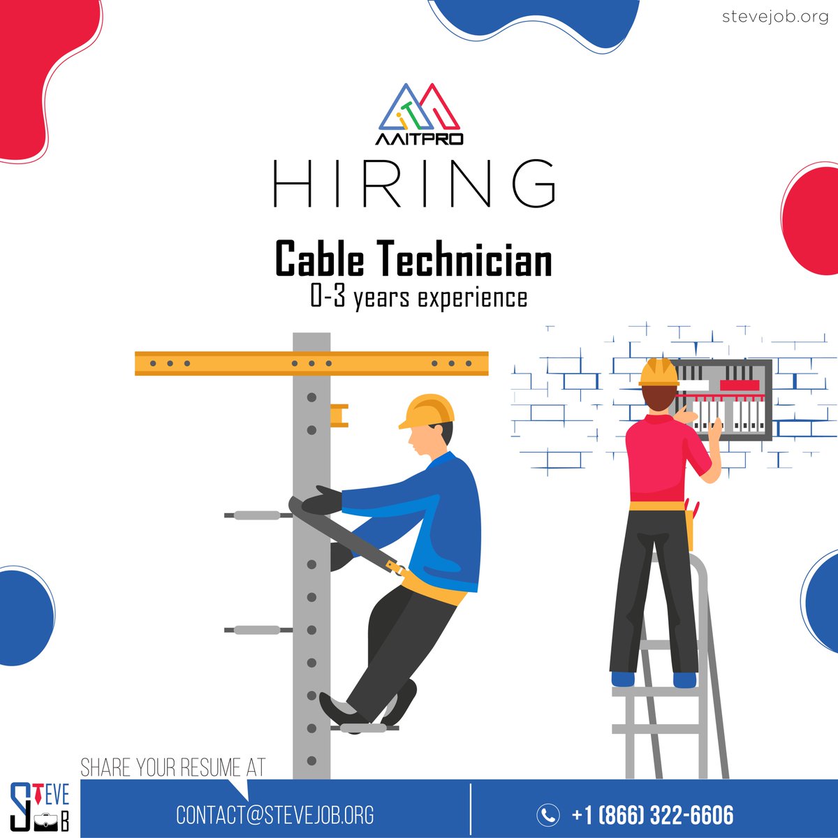 SteveJobOrg's tweet photo. AAIT PRO  looking for a Cable / PLC / IOT Technician to be a part of our team. 
Visit: https://t.co/E2w1aFrhA1
Email: contact@stevejob.org
Phone: +18663226606
#hiring #cableoperator #cableoperatorjob #PLC #plcprogramming #plcjob #stevejob #iot #iotsolutions #iottechnology #jobs https://t.co/s0aLIbjBoq
