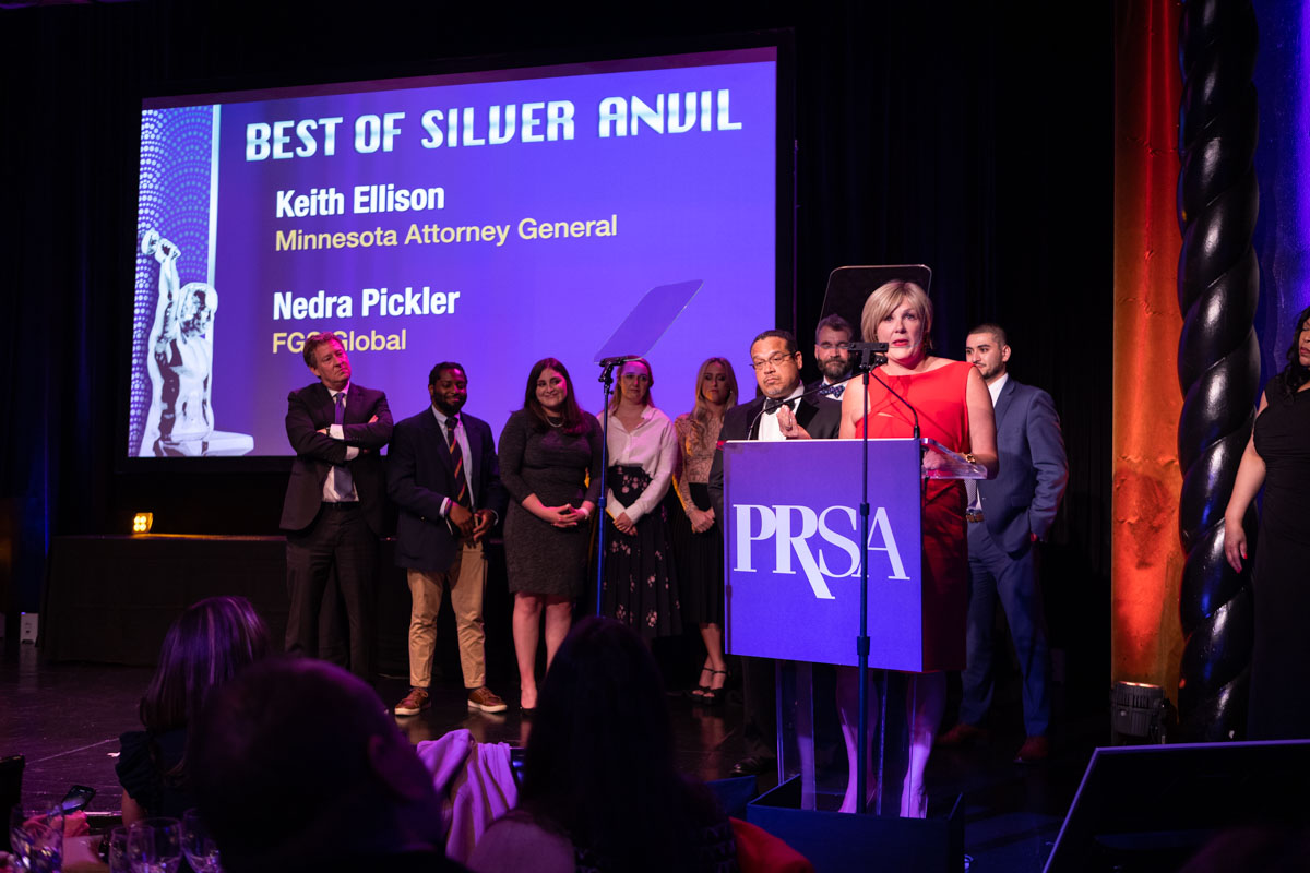 Thanks to @PRSA for awarding @fgh_global with its top #PRSAanvils honors last night for our work on the prosecution for George Floyd's murder. Here's a link to a video that showed at the awards ceremony to explain more about our work on this case. vimeo.com/708740233/1599…