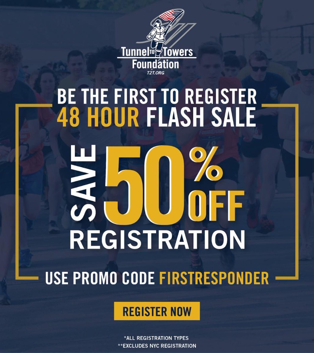 T2TTriangle's tweet image. There’s still time!! Register today to get 50% off!  Use promo code FIRSTRESPONDER. Sale ends at 11:59pm  tomorrow. 

runsignup.com/Race/NC/WakeFo…