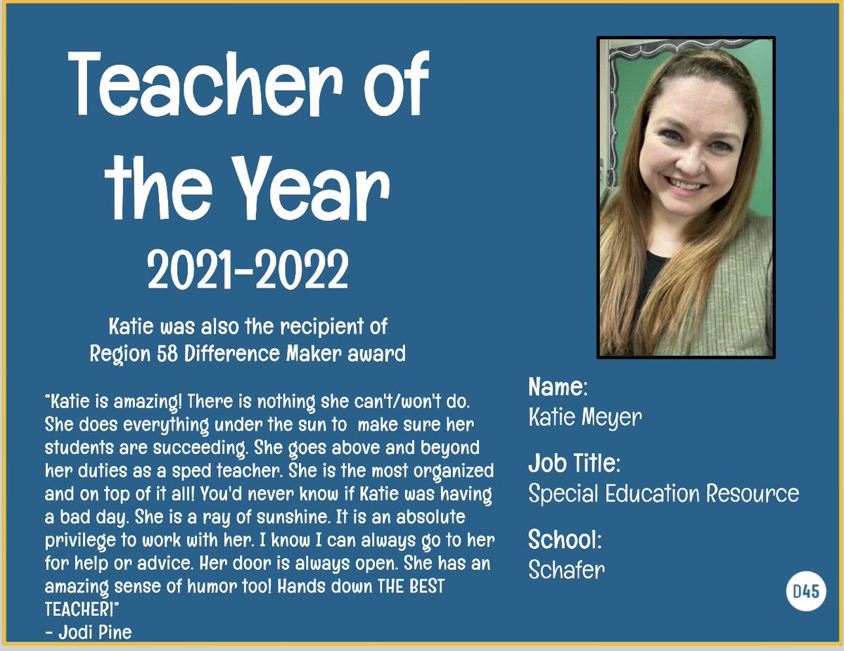 Feeling so incredibly blessed to work with the most amazing staff and students. I’m so lucky to be a Schafer Shark!! 💙🦈💙
<a href="/D45Schafer/">Schafer School</a>