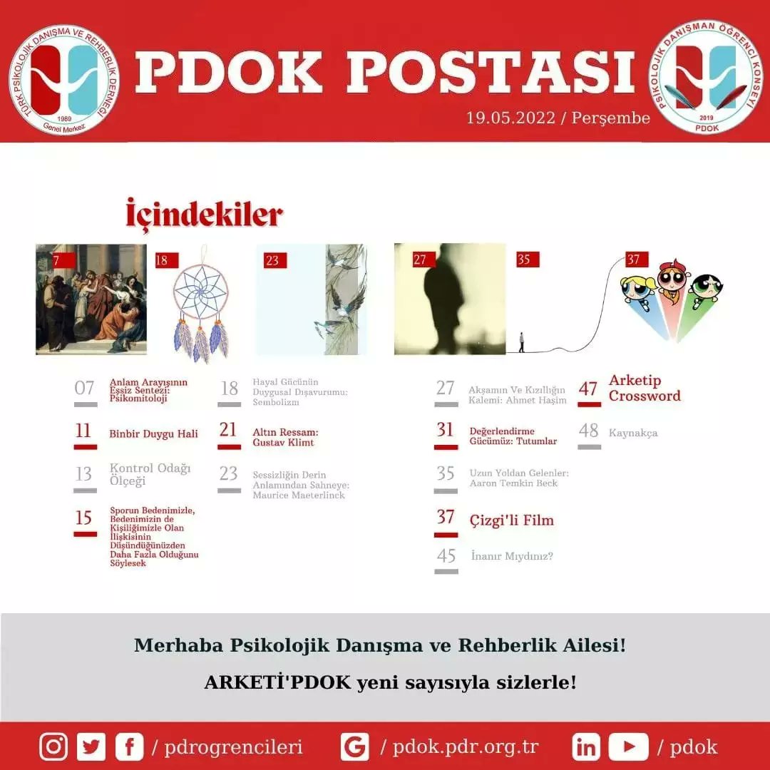 Merhaba Kıymetli Psikolojik Danışma ve Rehberlik Ailesi 🦋

Her ay farklı bir tema ve yepyeni içerikler ile sizlerle buluşturduğumuz Arketi'PDOK Mayıs sayısı çıktı. 🎉🤩 

drive.google.com/file/d/1YRND8d…