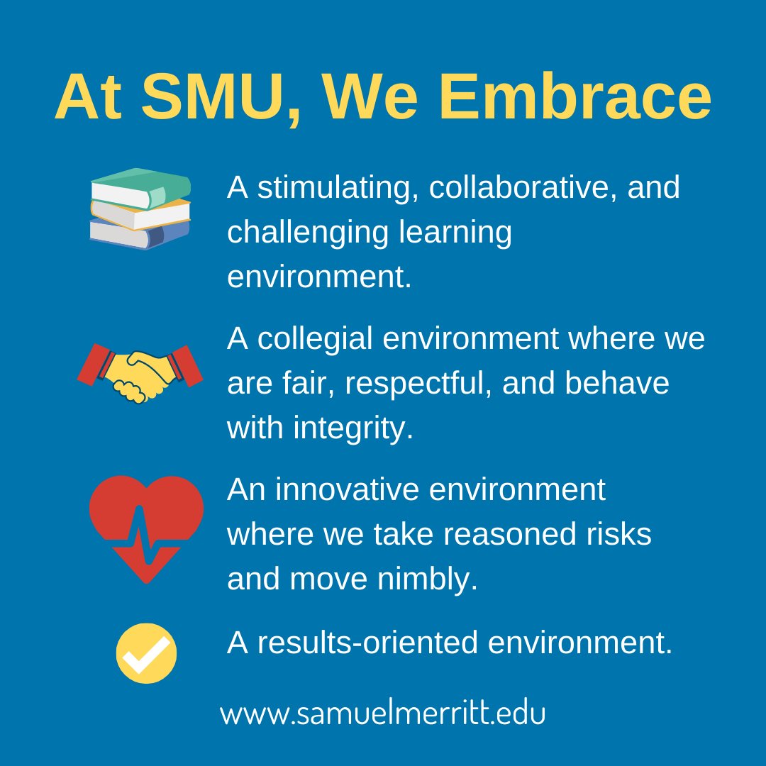 SamuelMerrittU's tweet photo. If you're interested in transforming the care experience in diverse communities, #SamuelMerrittU could be the place for you!
At the core of our educational values are hands-on, #ExperientialLearning and the promotion of #Diversity and #Inclusion ❤️️.
#Healthcare #University https://t.co/lQXsSa79bp