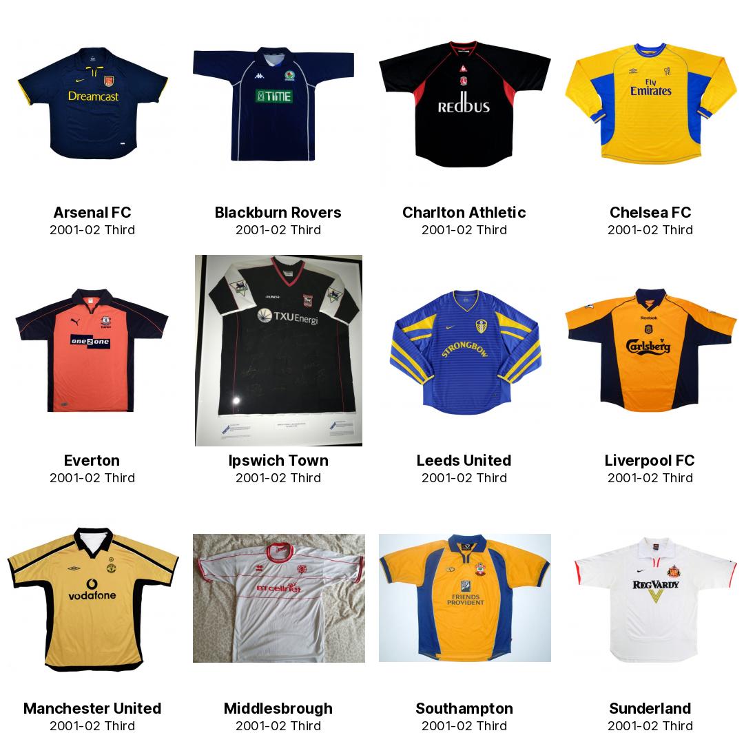 footballkitarchive on Twitter "Premier League 200102 Third kits Which