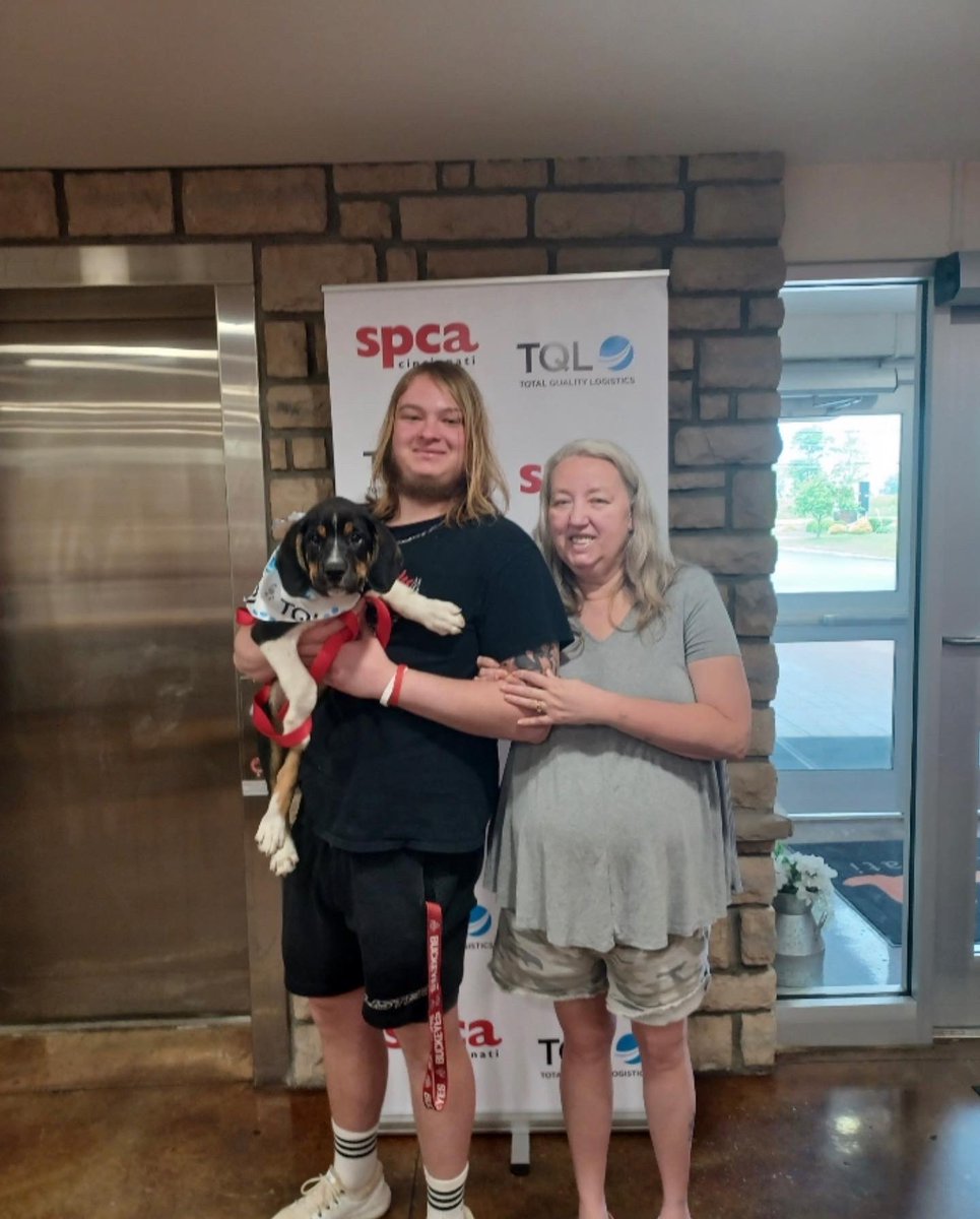 SPCACincinnati's tweet photo. 🎉Congratulations!! Best wishes to #Evandor, #Cocoa, #Copper and #Lincoln. Because of our animal-loving friends at @TQLogistics, we are able to adopt out one dog a day at no cost! ❤️. Find your next best friend at https://t.co/2W3t3sM4Ew. #LifeAtTQL #CincinnatiHumane https://t.co/6zyCnt46Oi
