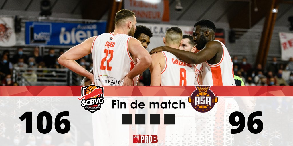 jupra42's tweet photo. Premier match en Play-off d'accession #ProA et première victoire avec un gros score pour @SCBVG face à @basket_asa ! La course à la montée est lancée et bien lancée! #SCBVG #TeamSCBVG https://t.co/2d5XkMyXNY