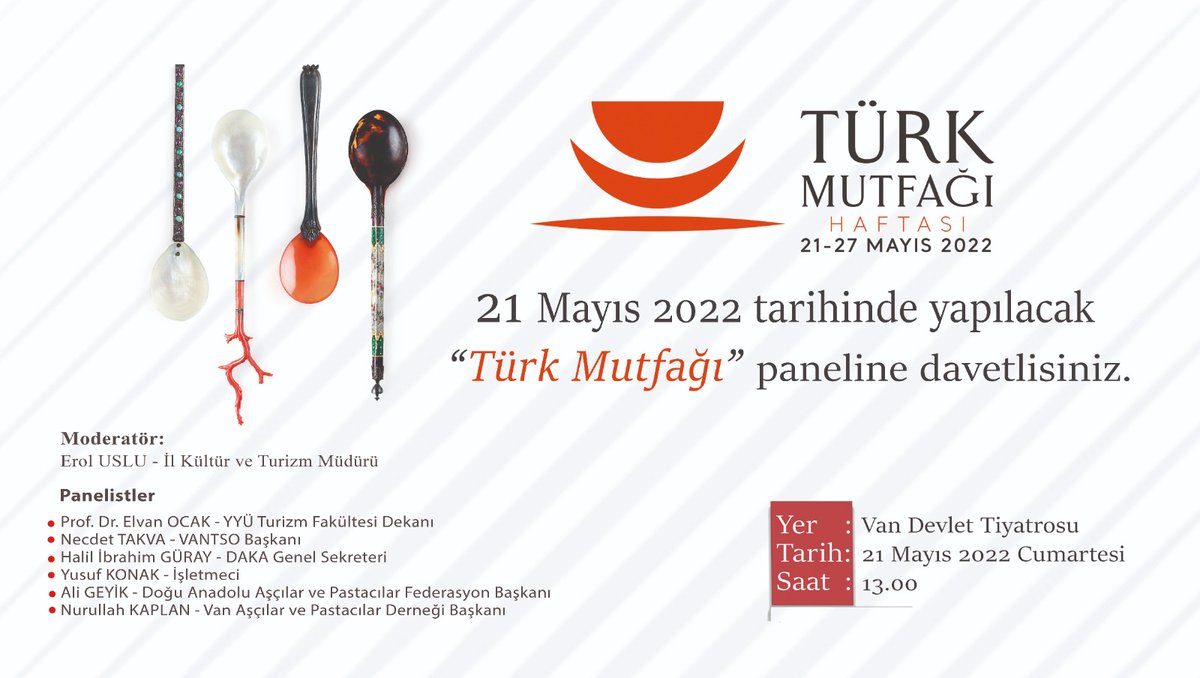 21-27 Mayıs "Türk Mutfağı Haftası" paneline davetlisiniz.
<a href="/TCKulturTurizm/">T.C. Kültür ve Turizm Bakanlığı</a>
<a href="/NadirAlpaslan/">Nadir Alpaslan</a>
<a href="/OzgulOzkanYAVUZ/">Özgül ÖZKAN YAVUZ</a>
<a href="/tcvanvaliligi/">T.C. Van Valiliği 🇹🇷</a>
<a href="/vanbuyuksehirbb/">T.C. Van Büyükşehir Belediyesi</a>
<a href="/vankulturizm/">Van İl Kültür ve Turizm Müdürlüğü</a>
<a href="/vantsokurumsal/">Van Ticaret ve Sanayi Odası</a>
<a href="/TC_DAKA/">DAKA</a>
<a href="/dogapafed/">Dogapafed</a>
<a href="/VANPAD65/">Vanaşçılarderneği</a>
<a href="/NecdetTakva/">Necdet Takva</a>
<a href="/elvanocak1/">elvanocak</a>
<a href="/higuray65/">Halil İbrahim GÜRAY</a>
<a href="/bakhelebak/">Bak Hele Bak Yusuf Konak Kahvaltı Sarayı</a>
<a href="/geyikali/">ali geyik</a>
<a href="/1Nurullahkaplan/">Nurullah Kaplan</a>