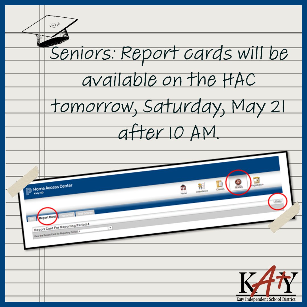 Katy ISD on Twitter "Seniors Report cards will be available on the