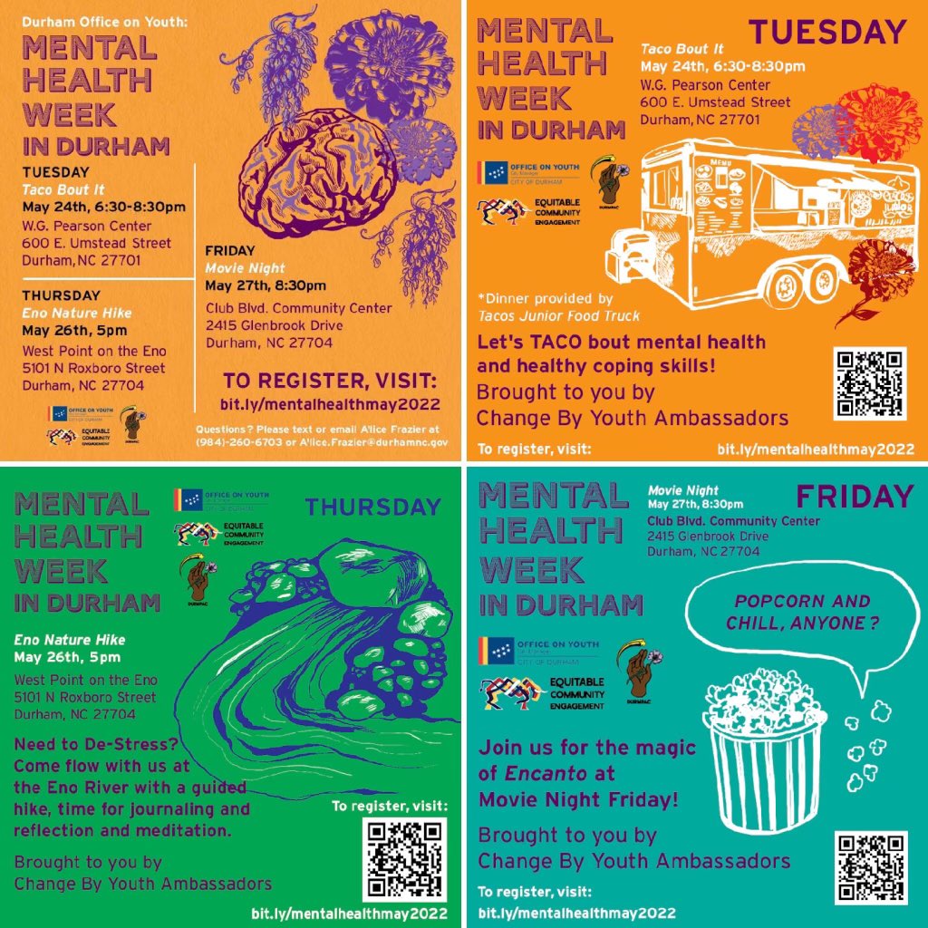 We’re so excited about our Mental Health Week and we hope you all are too! Mental Health Awareness week is next week and we want you all to come spend time with us to destress!