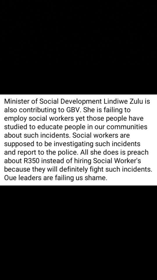 Sihle_Langa23's tweet photo. @PresidencyZA @The_DSD @LindiweZulu6 @CyrilRamaphosa @Julius_S_Malema Lindiwe must hire social workers! https://t.co/OkJKKAGFvJ