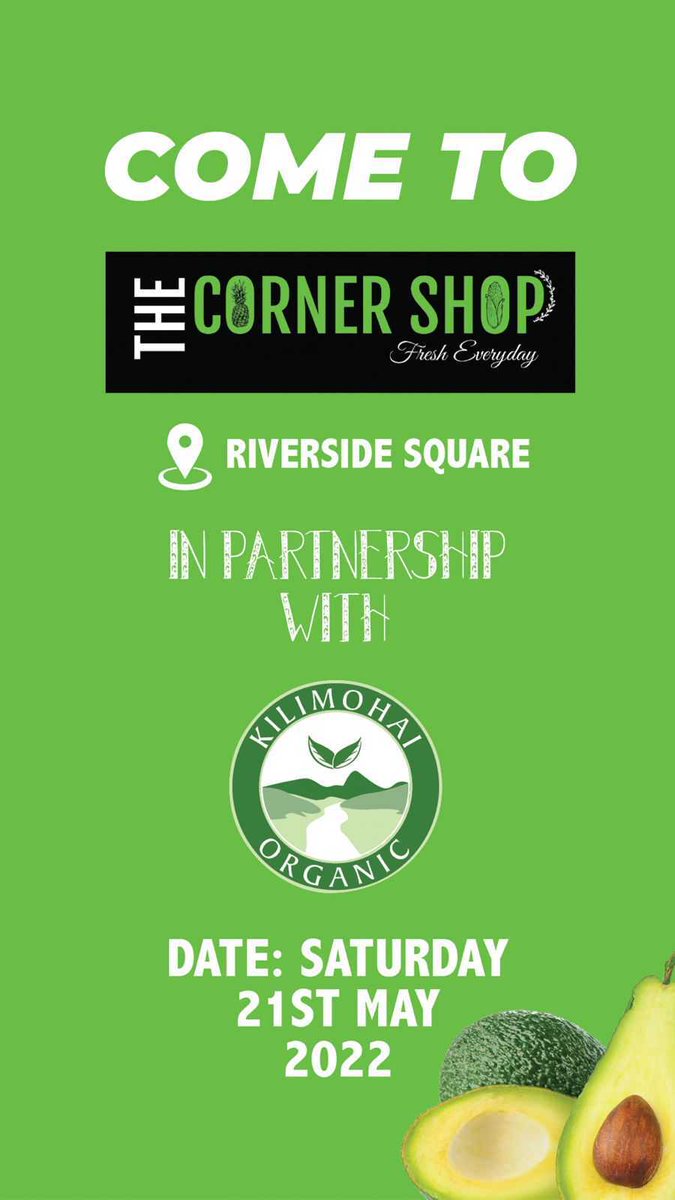 Hey Pal #KilimoHai Organic event will be  on at the Riverside @thecornershopkenya  branch on Saturday 21st courtesy of  partnership. Free samples of organic products with Live performances. Let's meet and tag along your frn   <a href="/iam_sitty/">𝐢𝐚𝐦_𝐬𝐢𝐭𝐭𝐲 💚😻</a> @kerosi_KE #IAmOrganified #FiBL #KOAN #KOA