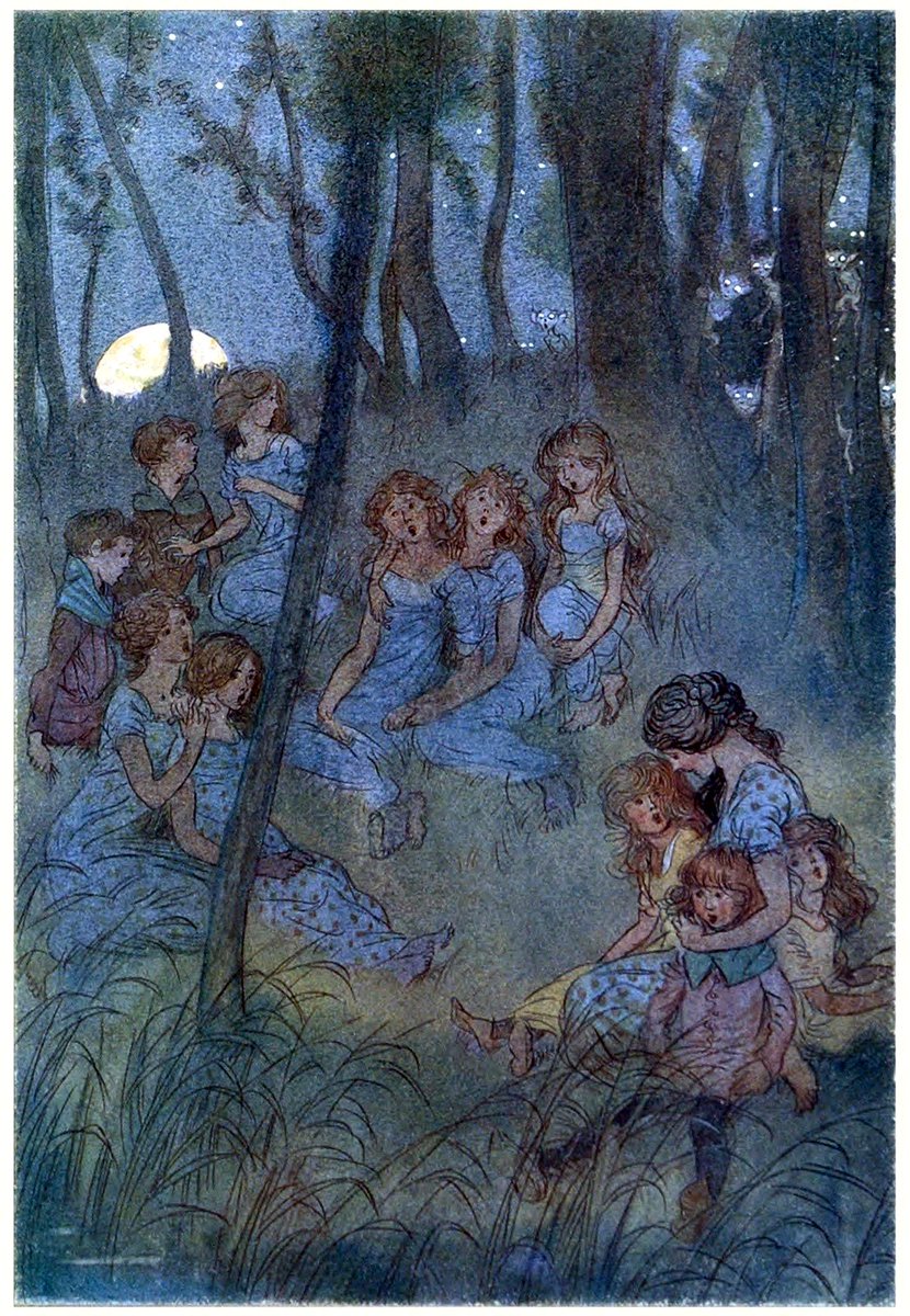 Illustration from the book :'The Merry Wives of Windsor' by William Shakespeare
Artist : Hugh Thomson, 1910

#hughthomson #illustration #bookillustration #fairies