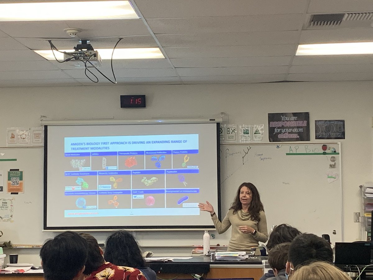 Thank you to the Ventura County Industry Council’s guest speaker who shared her work with ⁦<a href="/Amgen/">Amgen 🧪🔬🧬</a>⁩ in our ⁦<a href="/ThousandOaksHS/">Thousand Oaks HS</a>⁩ AP Biology classes. Bringing learning to life for the real world. 🧬 🧫  #CTE #Careers #EveryLancerEveryDay ⁦@ewbergmann⁩