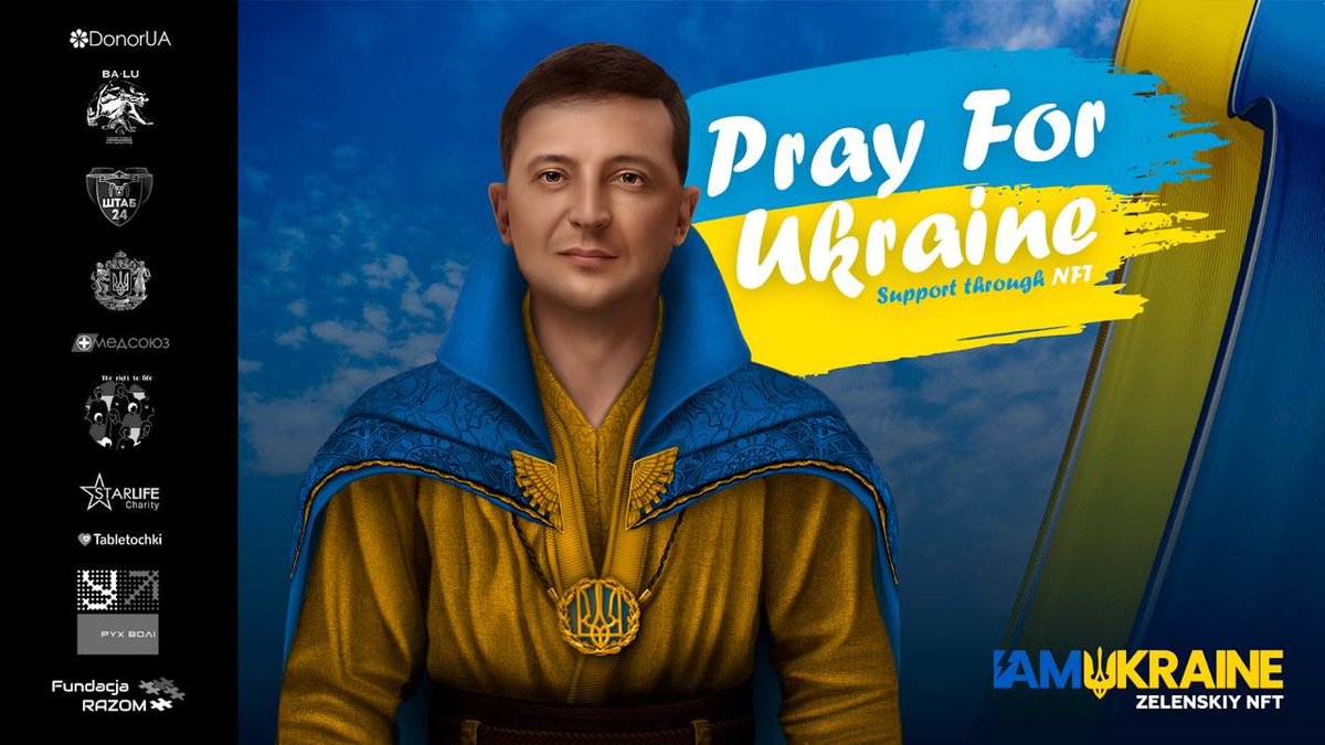 Soheil_SBabaei's tweet photo. The team behind the #ZelenskiyNFT,#IamUkraine studio,has experience in creating scalable #NFT projects based on blockchain technology. In thePast, their members have worked withLeading startups&Fortune500companies. Now they united their efforts for the most important goal:
#NFTs https://t.co/CyXH5F4Ile