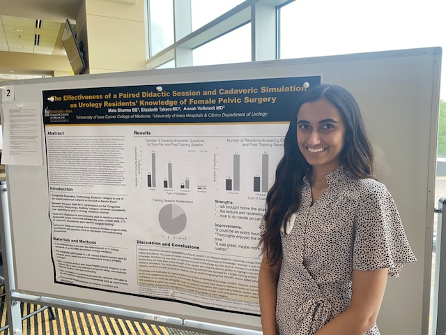 Congratulations to <a href="/IowaMed/">Carver College of Medicine</a> MS2 <a href="/MalaSharma_/">Mala</a> on earning🥉at today's GME Leadership Symposium Educational Innovations poster session!

The Effectiveness of a Paired Didactic Session and Cadaveric Simulation on Urology Residents' Knowledge of Female Pelvic Surgery